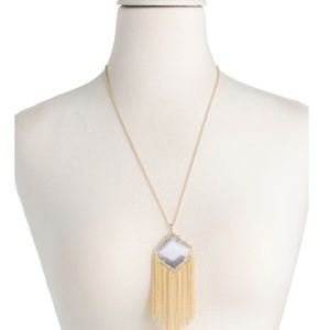 Kendra Scott “Kingston Gold Long Necklace in Slate Cats Rye